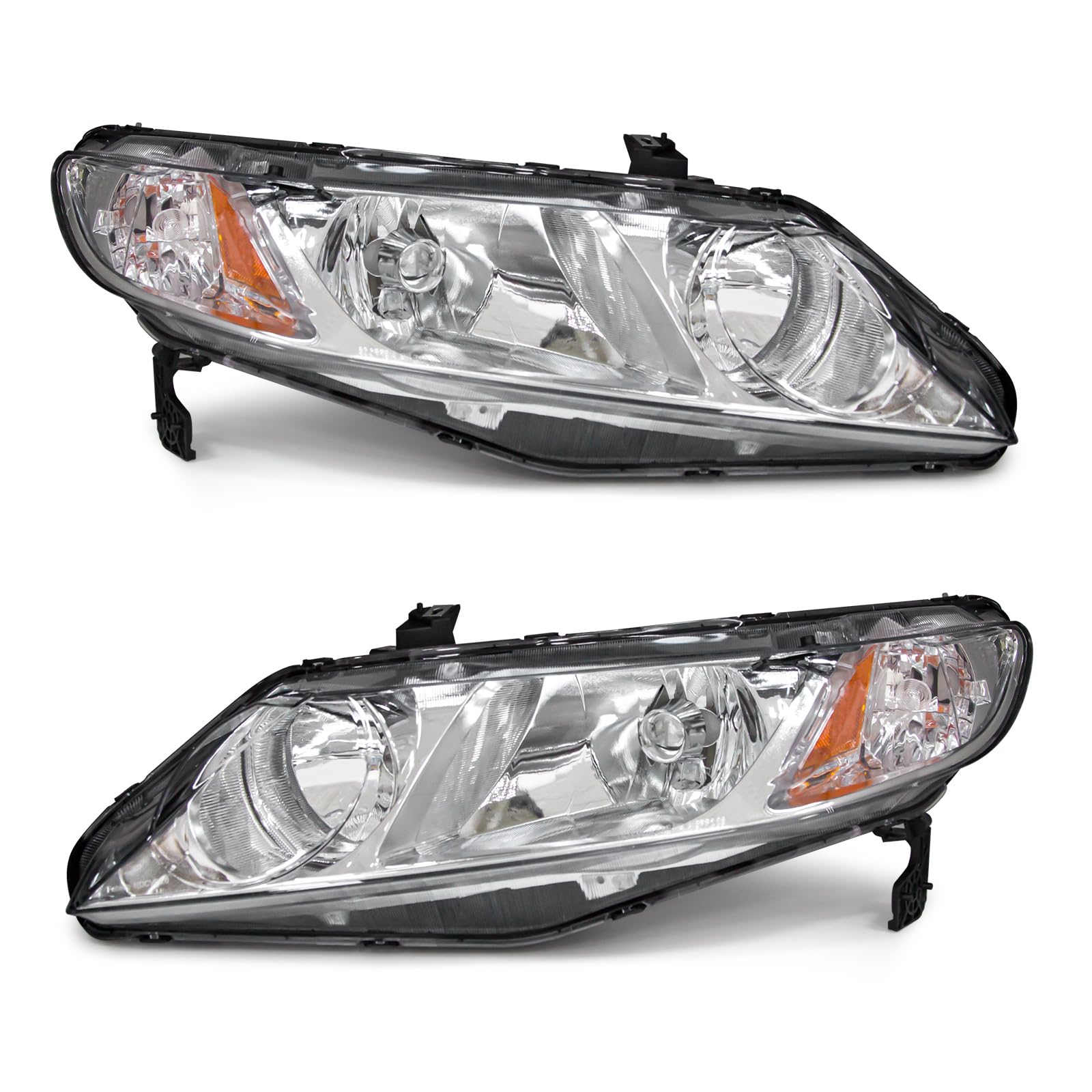 Photo 1 of ****************One is melted inside bulb***************
ADCARLIGHTS Headlights Assembly Compatible with 2006-2011 Honda Civic 4-Door Sedan Headlamp Replacement for 2006-2011 Civic 4DR Chrome Housing with Amber Reflector(NOT fit 2-Door)
