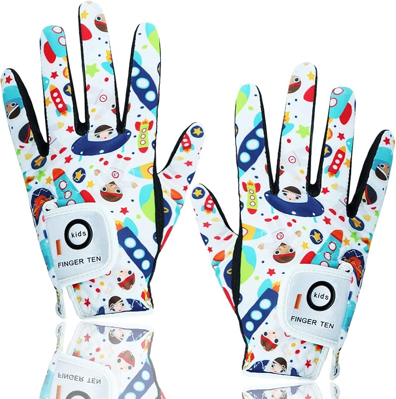 Finger Ten Kids Golf Gloves All Weather Left Right Hand White Medium