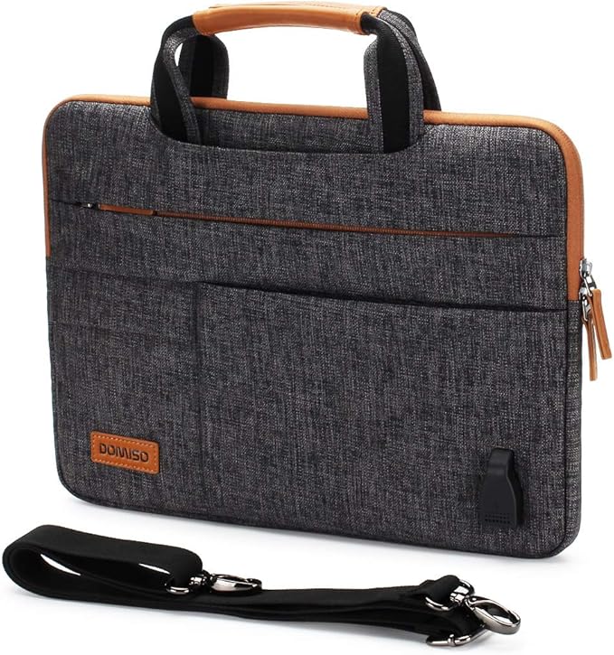DOMISO 13 Inch MultiFunctional Laptop Sleeve Business Briefcase Messenger Bag with USB Charging