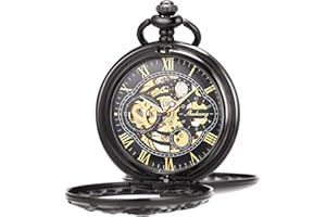 ManChDa Mechanical Pocket Watch for Men Women Dragon and Phoenix Pocket Watch with Chain