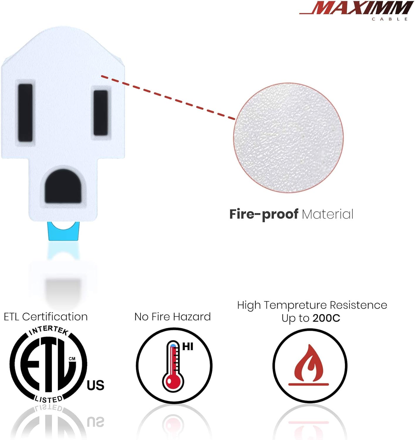 Maximm Polarized Grounding Adapter, 4 Pack, White, 2 Prong Grounding Converter For wall Outlets Plugs, Turn 2-Prong Outlets to 3-Prong Outlets, Easy to Install, Indoor Only, ETL Listed - - 