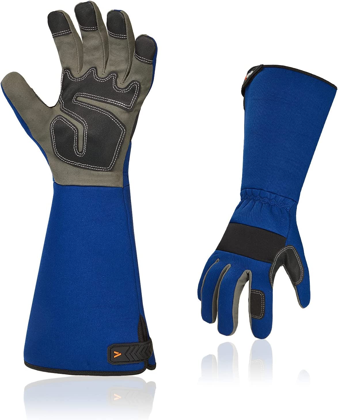 Vgo... Gardening Gloves Men Long Sleeves in Leather with Touchscreen, Long Work Gloves Gauntlet Thorn Proof Heavy Duty for Yard Garden Agriculture(9/L,SL6592-M,1Pair)
