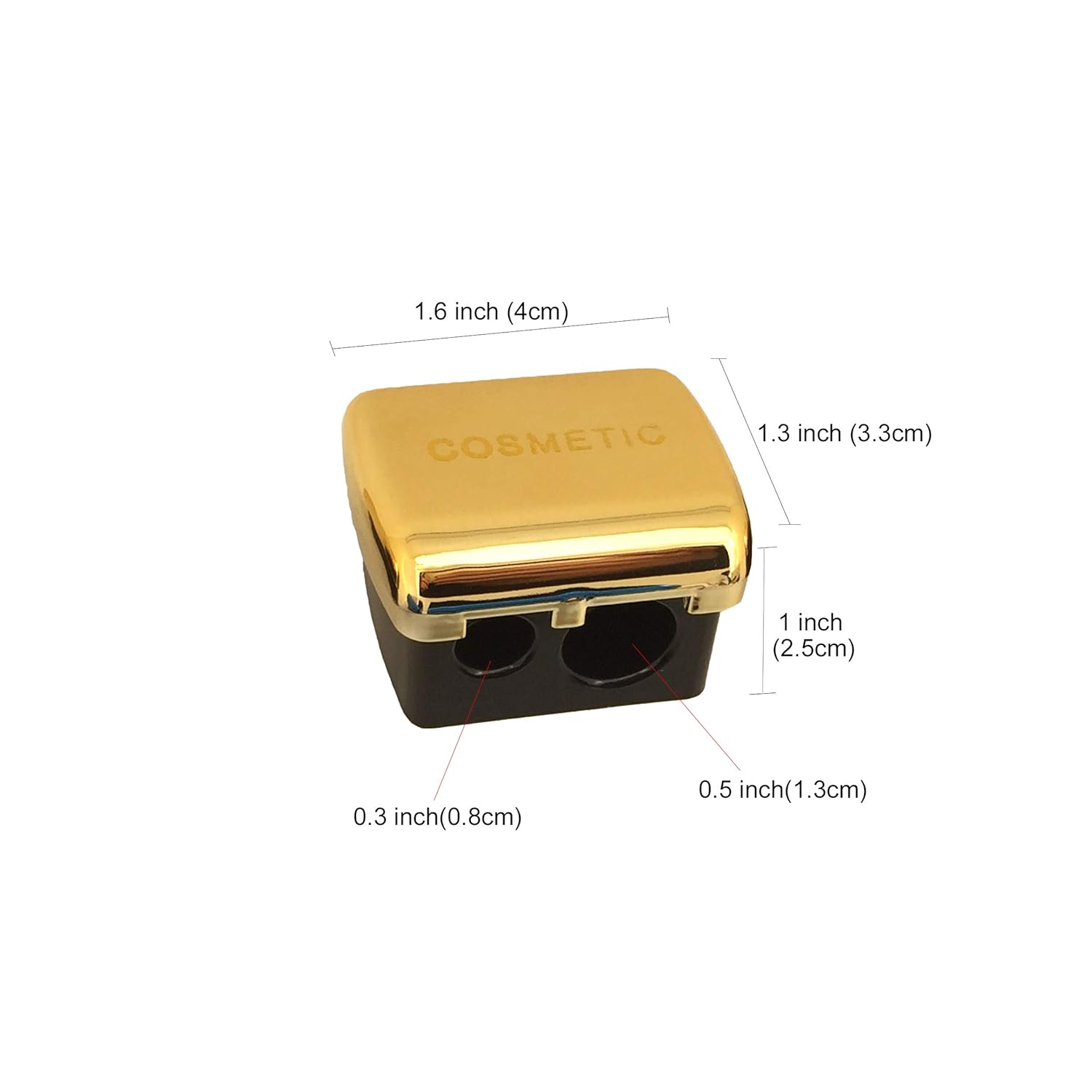 JOSALINAS Dual Makeup Sharpener (2 pack) for Cosmetic Eyebrow Eyeliner Pencil, Golden : Beauty