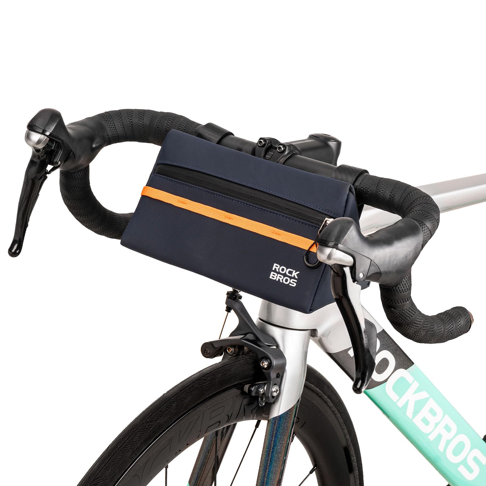ROCKBROS Bike Handlebar Bag Bicycle Front Holder Top Tube Satchel for Mountain Road Bike Cycling Storage Bag with 3 Hook and Loop Fasteners 6 Colors 1.4L