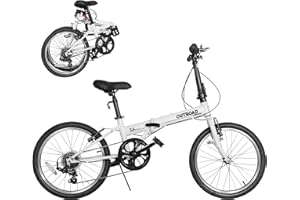 Max4out 20 inch Folding Bike,7 Speed Lightweight City Commuter,Foldable Bike for Adults with Aluminum Frame, Basket & Rear Rack, Step Through Collapsible Bike for Women Men Seniors