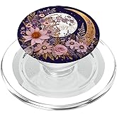 Boho Moon and Wildflowers PopSockets PopGrip for MagSafe