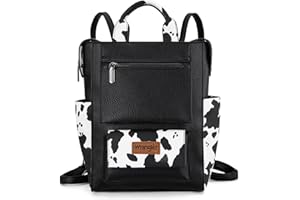 Montana West Wrangler Cow Print Backpack Purse for Women Vegan Leather Ladies Convertible Backpack Stylish Anti Theft Backpack with Adjustable Strap