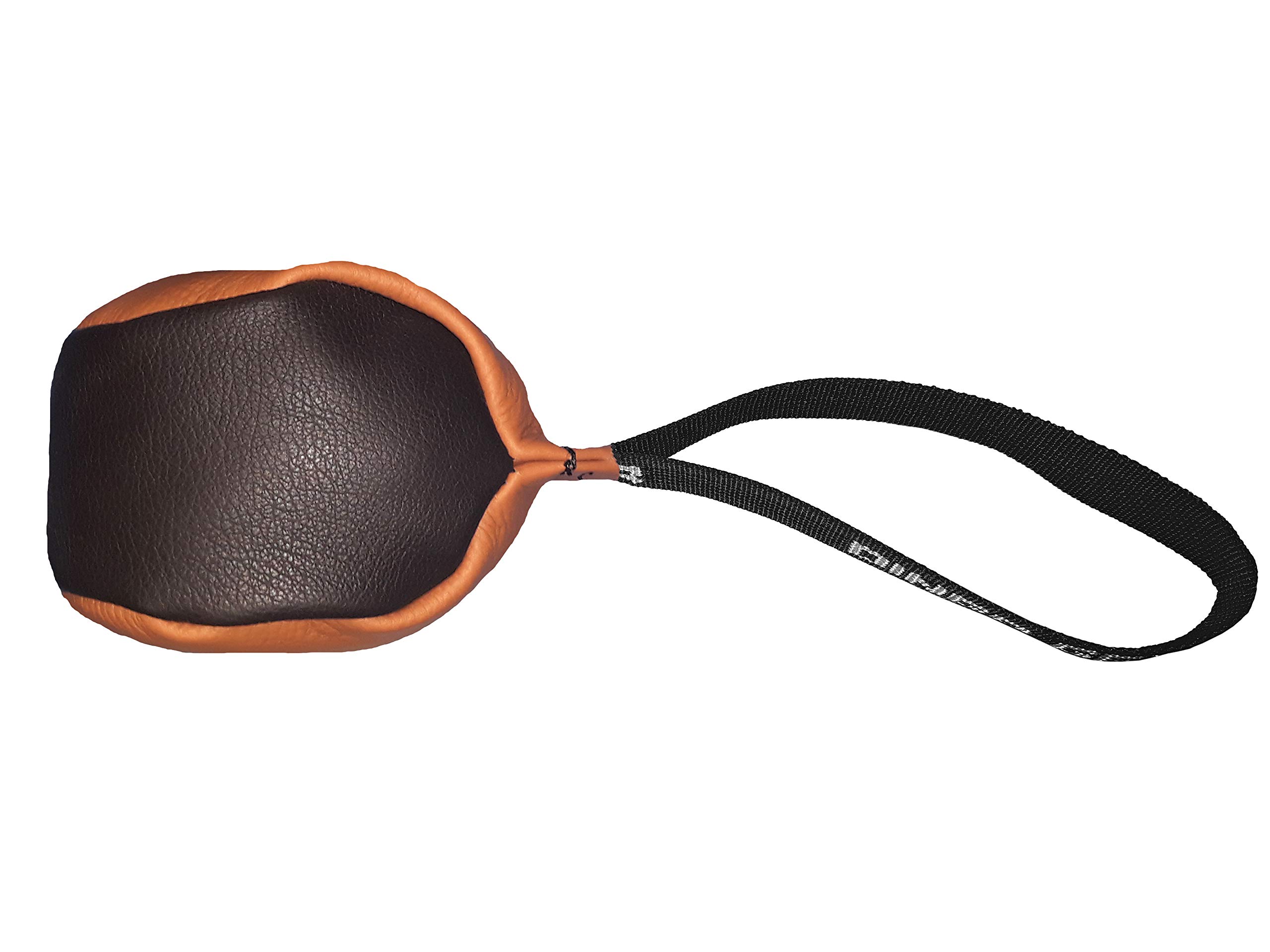 DINGO GEAR Soft Genuine Leather Ball with a Handle for the Bite Training, Ø 11 cm Retrieve and Reward Dog Toy S02779, Random