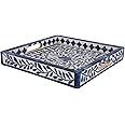 Handicrafts Home Alhambra Medio Pattern Inspired Decorative Trays 12x12 - Chic Azul Centerpiece, Versatile Ottoman Tray for Modern Home Decor, Artistic Kitchen Serving Tray, Ideal Gift-Worthy Tray
