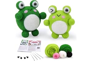 Hssugi Needle Felting Kit, 2PCS Cute Frog Felting Kit for Beginner, Needle Felting Starter Kit with Felting Needles Felting Wool and Instruction for DIY Crafts