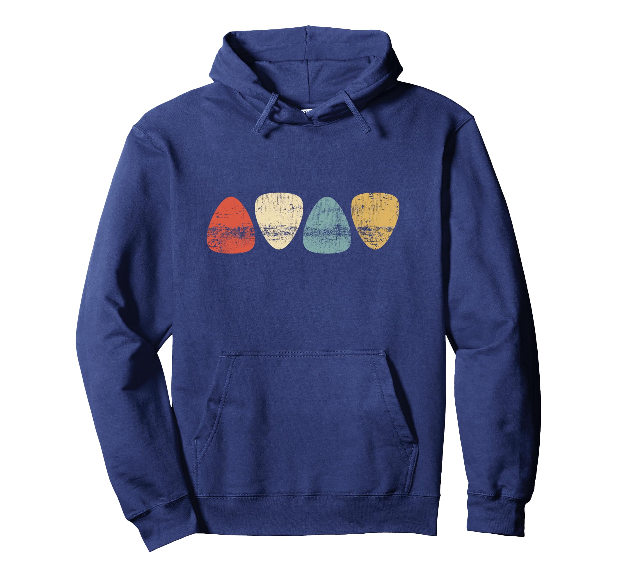 Vintage Guitar Pick Retro Guitarists + Bassist Pullover Hoodie