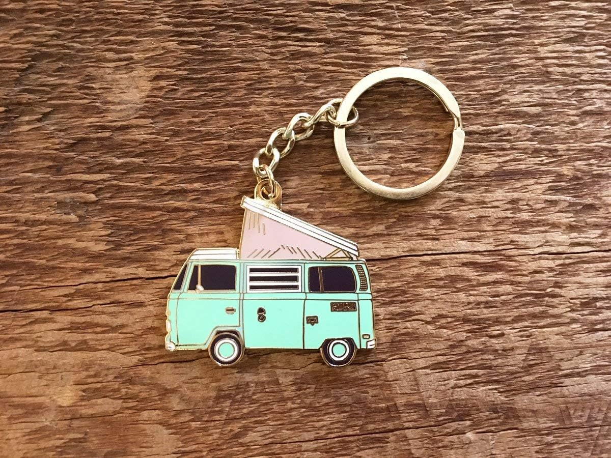 Camper Van Enamel Keychain, Explore Keychain, Single Hard Enamel Keychain