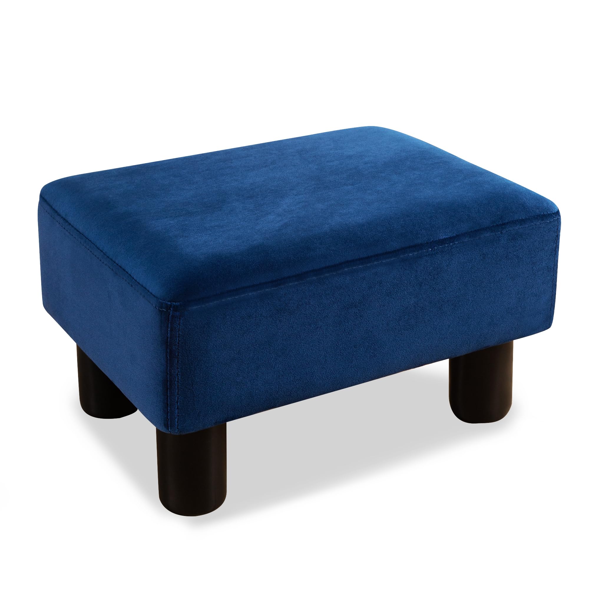 Photo 1 of LUE BONA Small Foot Stool, Velvet Fabric Footrest Ottoman Stool with Non-Skid Plastic Legs, Rectangle Footstool Step for Couch, Desk, Office, Living Room, Navy