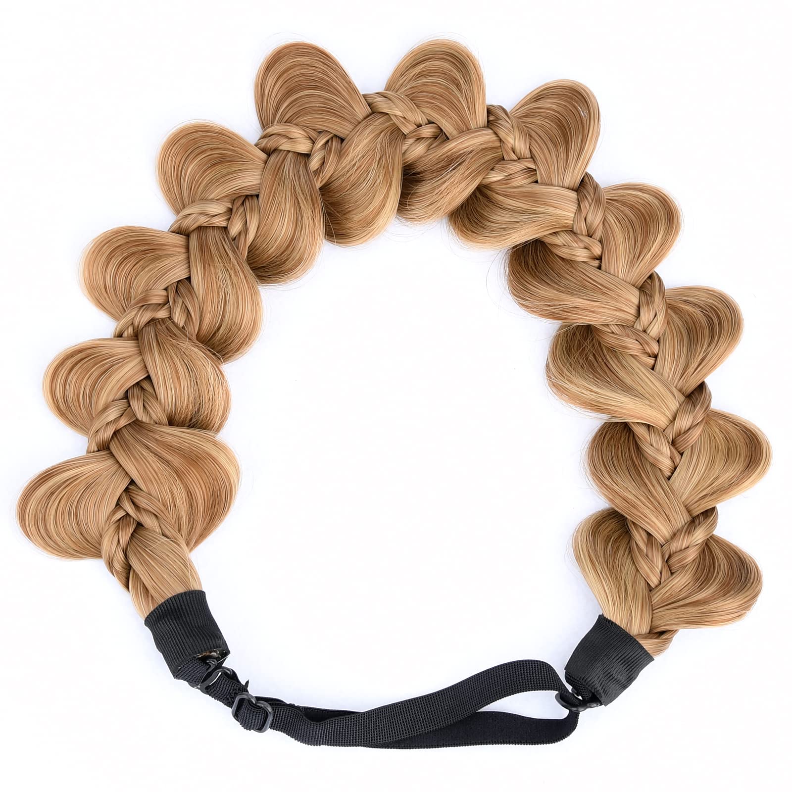 Gledola Bridal Hair Accessories Wide Kinky Fishtail Plaited Braids Headband Braided Synthetic Hair Elastic Stretch, for Women, Bride (Dirty Blonde)