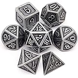 Haxtec Antique Iron DND Metal Dice Set Silver Pirate D&D Polyhedral Dice for Dungeons and Dragons TRPG