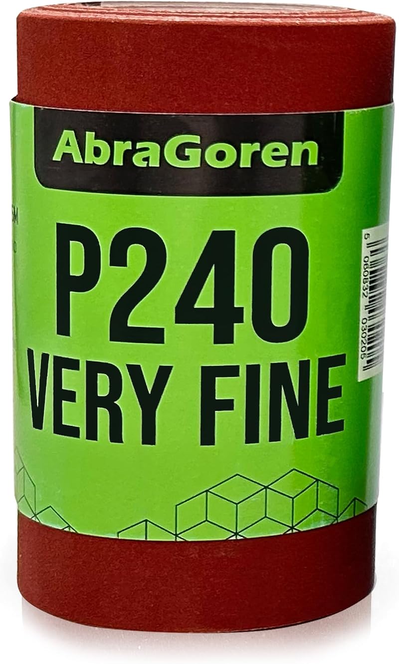 AbraGoren Sandpaper Roll P240 Grit 11.5cm x 5m Wood Wall Metal Plaster Sand