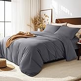 LBRO2M Duvet Cover Set 3 Piece Queen Size Ultra Soft Microfiber Duvet Cover, Breathable and Durable Comforter Cover Set (Queen, Dark Gray)