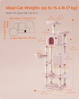 Feandrea Cat Tree 206 cm Tall with 13 Scratching Posts PCT190P01V1 Pink view 7