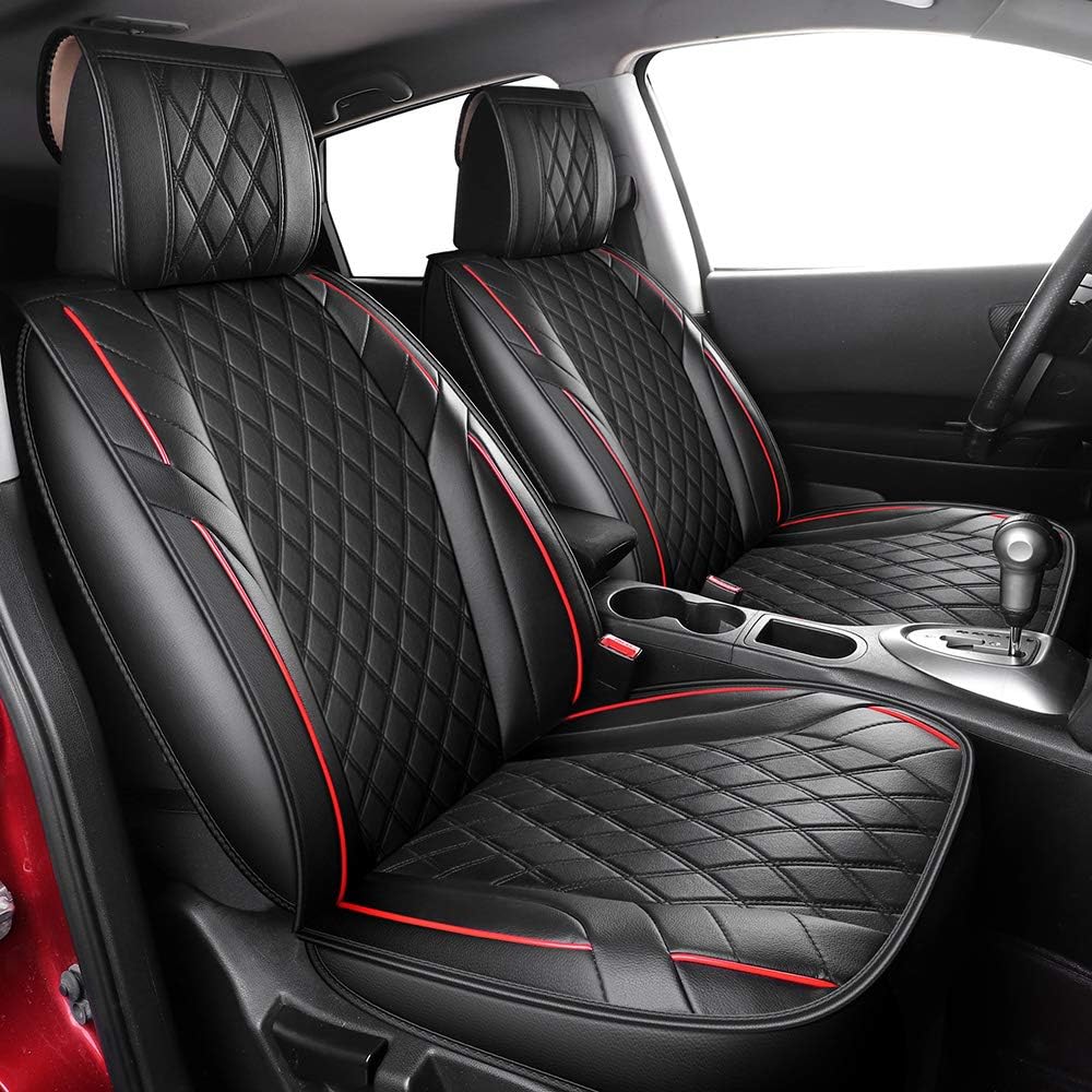 Walking Tiger Front Seat Cover Car Interior Car Accessories Faux Leather 2 PCS Black Suitable for Captur Kadjar Talisman KOLEOS Laguna Forester XV C30 S40 S60 V40 Xc90