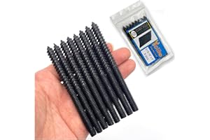 Yoliko 8 Pack 5/16-18 x 4 Inch Hanger Bolts 5/16-18" Black Double Headed Bolts 5/16 Wood Dowel Screw Self-Tapping Screw Hanger Bolts for Furniture Double Head Threaded Rods Bolt 100mm Length