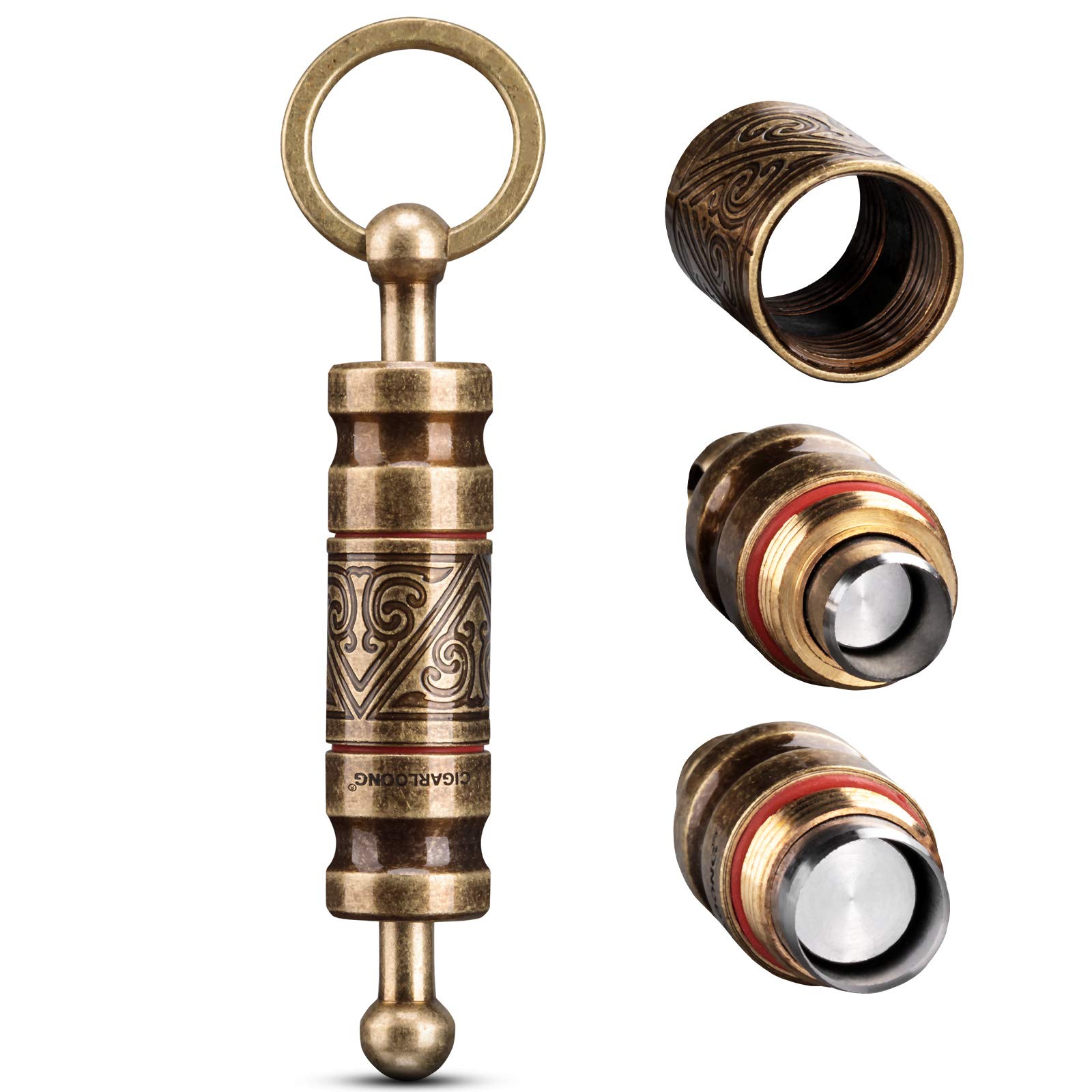 CIGARLOONG Cigar Punch Retractable and Screw Out Punch-2 Size Blades Cigar Hole Opener-Smoking Accessories （Color:Gold1）