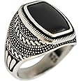 Genuine Solid 925 Sterling Silver, Black Onyx Stone Luxury Men's Ring