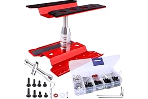 HOBBYFIRE Aluminum Alloy RC Car Repair Work Stand Hobby Tool Set 360 Degree Rotation Lift/Lower and RC Screws Kit Repair Tool Box for 1/8 1/10 1/12 1/16 1/18 RC Car Truck Buggy Models (Red)