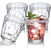 WCHOSOZH 4Pcs Plastic Drinking Glasses, Plastic Tumblers Reusable Drinking Cups, Clear Acrylic Glasses Drinkware 10oz, Stackable Unbreakable Juice Glasses for Beer Wine Juice Milk, Party and Picnic