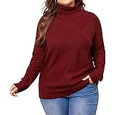 Agnes Orinda Plus Size Pullover Sweaters for Women Lightweight Long Sleeve Turtleneck Novelty Sweater