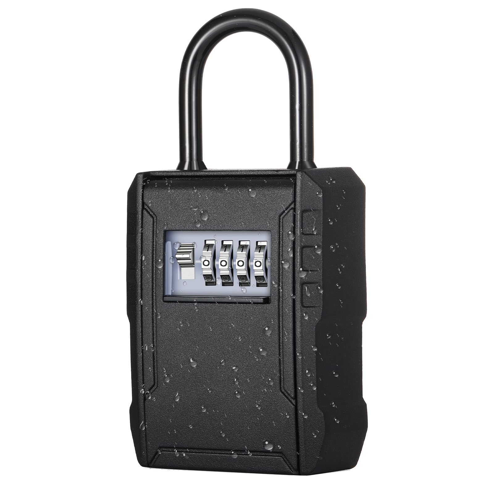 ZHEGE Key Safe Outdoor, 4 Digit Combination Lockbox for Keys, [Free of Installation] [Enhanced Security] Weatherproof Keysafe Outside, Door Key Safe Box [7 Keys] (Black)