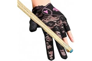 GODUNSHER Lace-Design Billiard Glove for Women - Left Hand Only with Silicone Grip & Adjustable Wrist Strap