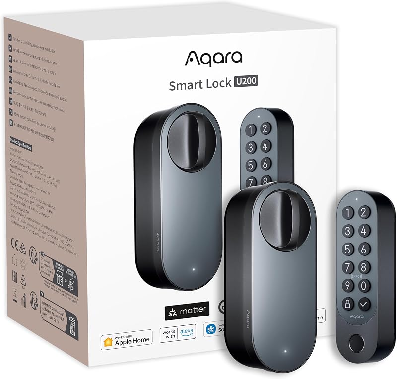 Aqara Smart Lock U200 Fingerprint Keypad Matter over Thread Black