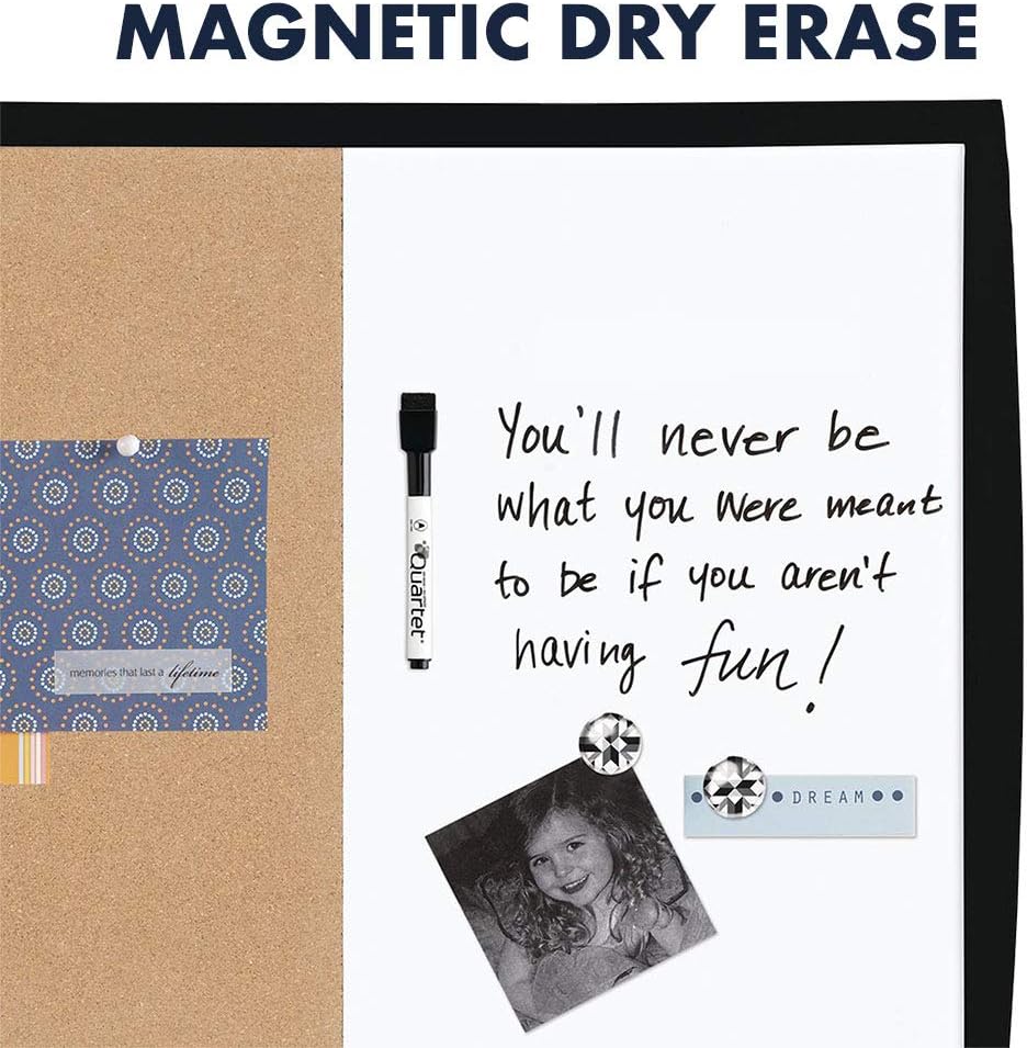 Quartet Combination Magnetic Whiteboard & Corkboard, 17" x 23", Combo White Board & Cork Board, Curved Frame, Perfect for Office & Home Decor, Home School Message Board, Black (41723-BK) : Office Products
