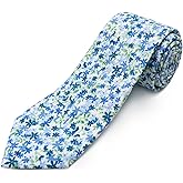 GHTIYLP Cotton Floral Ties for Men 2.76" Men's Skinny Tie Linen Flower Printed Neck Tie for Wedding Dating Party