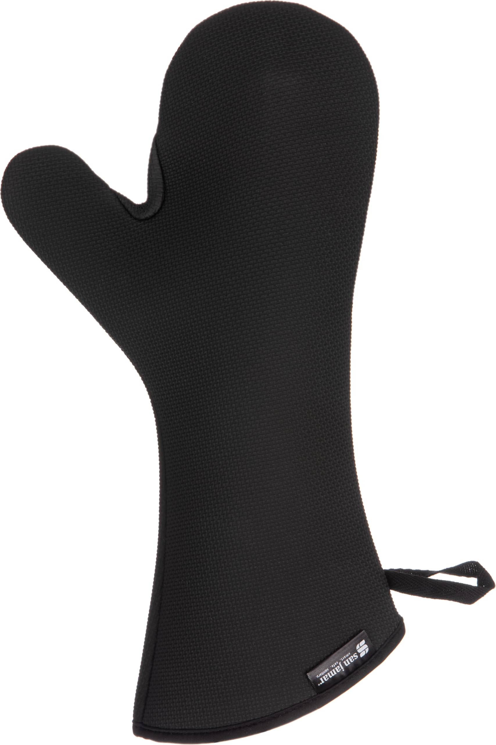 San Jamar UCMX15BK Textured Neoprene Oven Mitt with WebGuard, 15" Length, Black