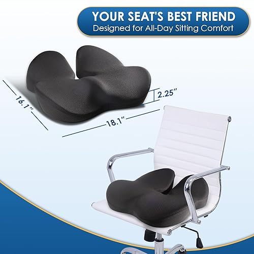 Juuwan Memory Foam Seat Cushion for Office Chair Pressure Relief