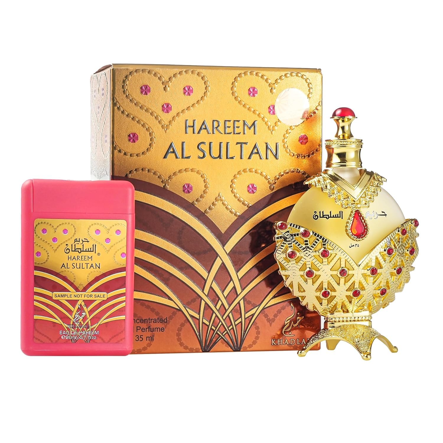 KHADLAJ PERFUMES Hareem Al Sultan Gold Concentrated Perfume Oil for Women, 1.18 Ounce with Floral, Fresh, and Sandalwood Scent