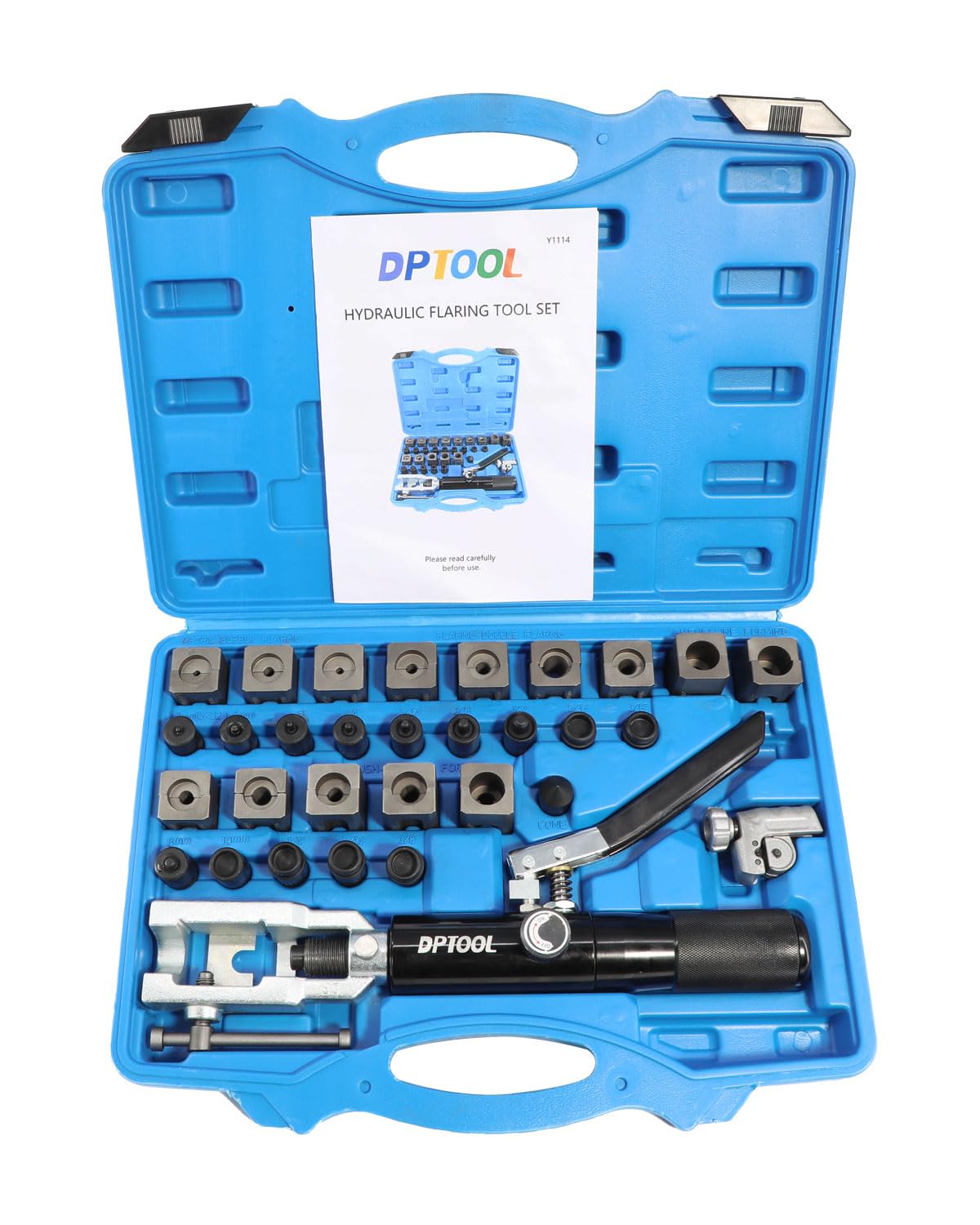 Photo 1 of DPTOOL Hydraulic Brake Line Flaring Tool Kit Universal Brake Tube Flaring Tool Set for GM Fuel Line, Metric Bubble Flare, 45 Degree Single Double Flares, Push Connect and Brake Line Forming