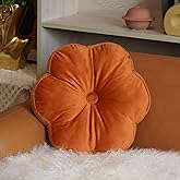 Artbloss Flower Shaped Velvet Decorative Throw Pillow Cushion Ultra Soft Cute Floor Pillow for Couch Bed Sofa Car Chair 16x16 Inches (Burnt Orange)