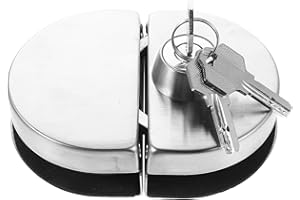 AUTSUPPL No-Drill Stainless Steel Swing Door Lock with Keys for Double Glass Cabinet Display Showcase