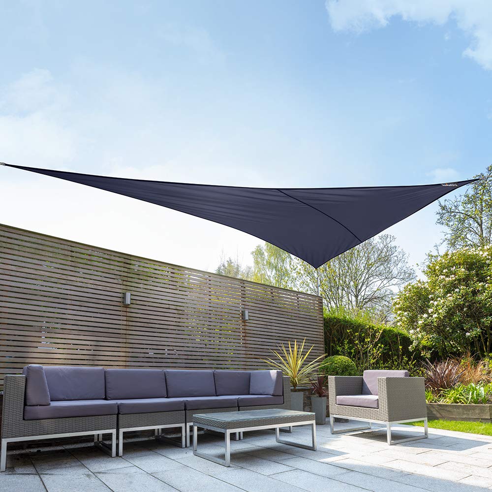 Kookaburra Waterproof Garden Sun Shade Sail Canopy in Blue 98% UV Block (6m x 4.2m Right Angle Triangle)