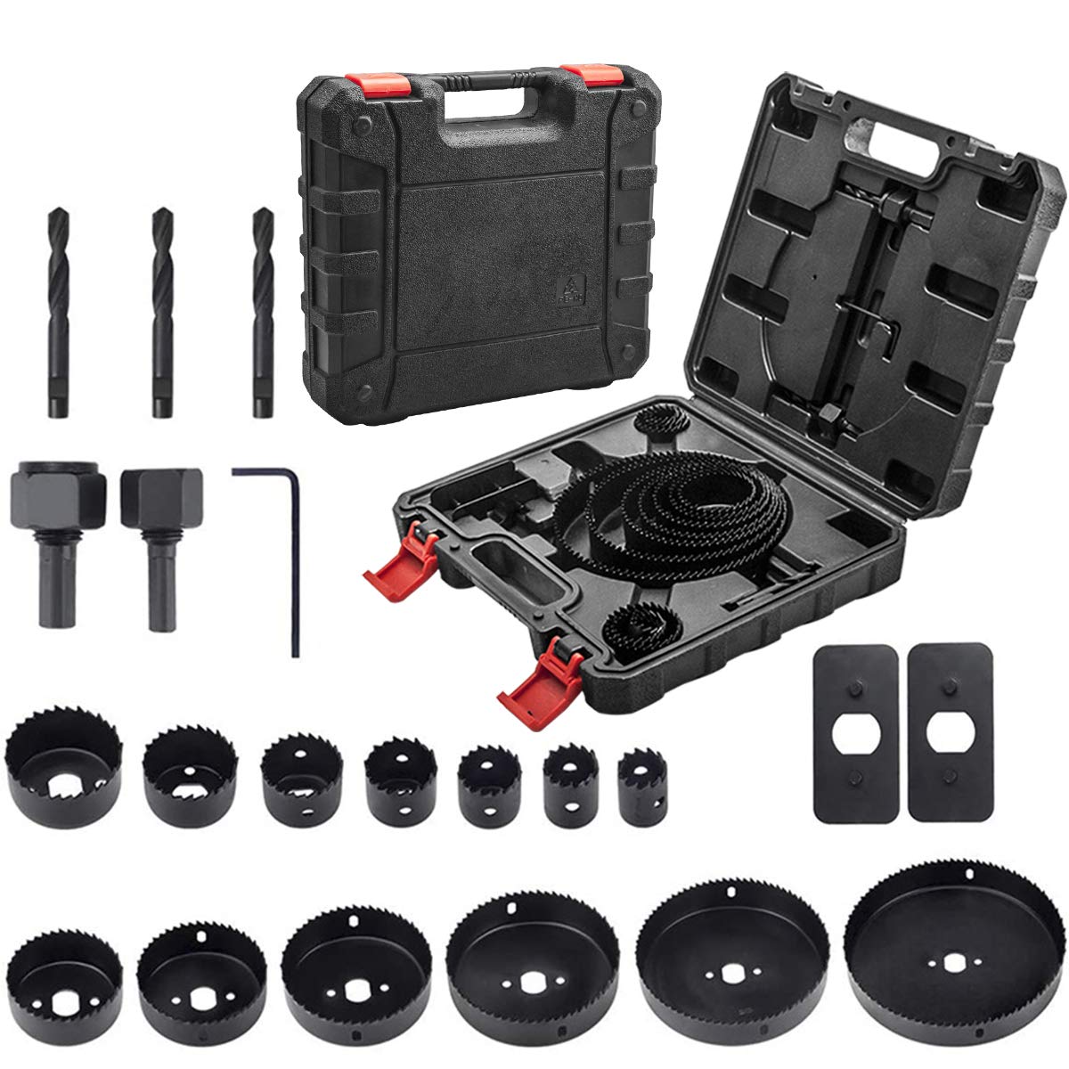 Buy Hole Saw Kit, 19 Pieces 3/4”6” Full Set in Case with Mandrels, Hex
