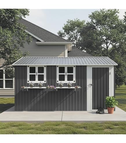 Amazon.com : KEIKI 6x9 FT Outdoor Metal Storage Shed with Window