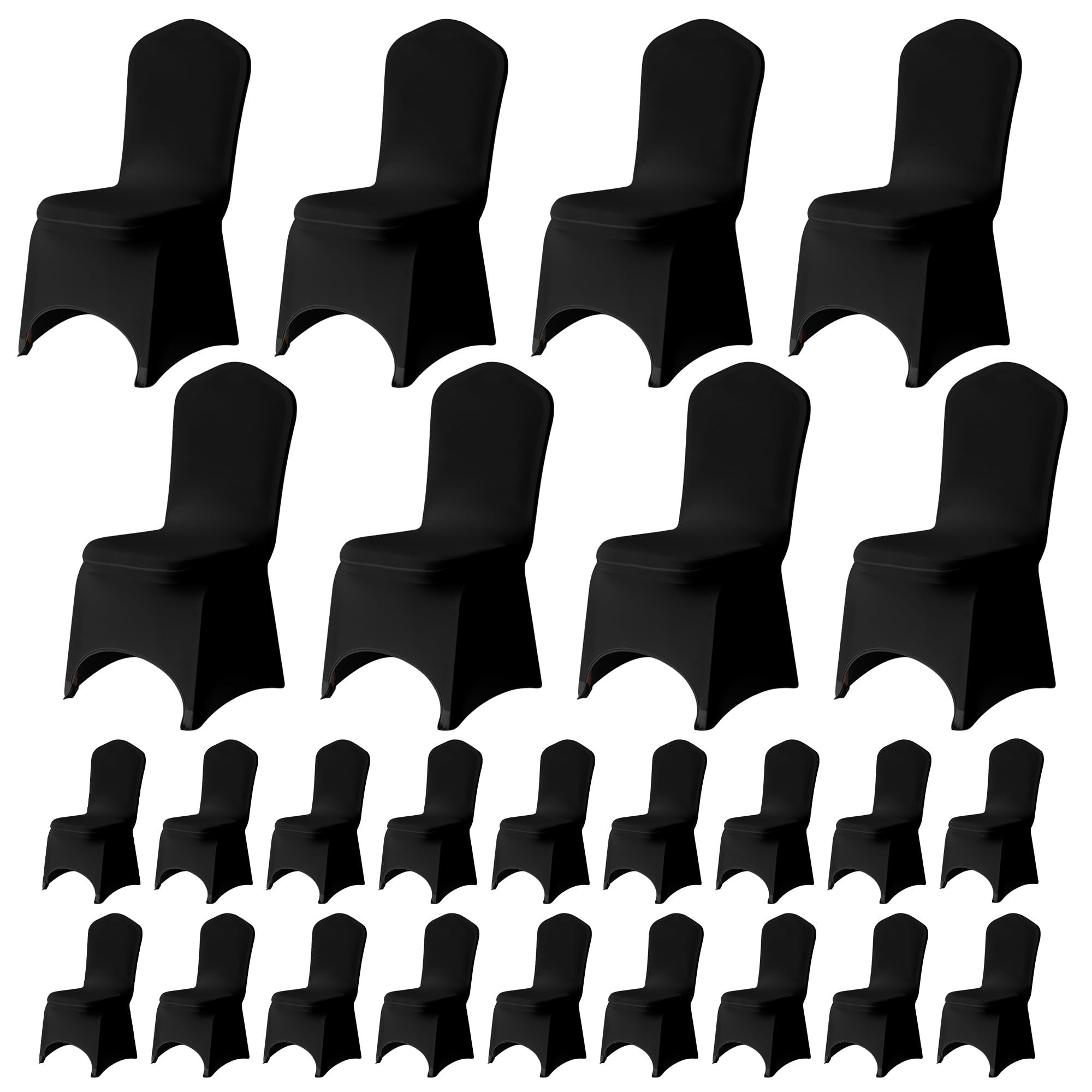 Trimming Shop Spandex Black Chair Cover Stretch Fabric Removable Washable Protective Slipcovers for Weddings Banquets Ceremony Hotel Dining Parties Decor, 100pcs