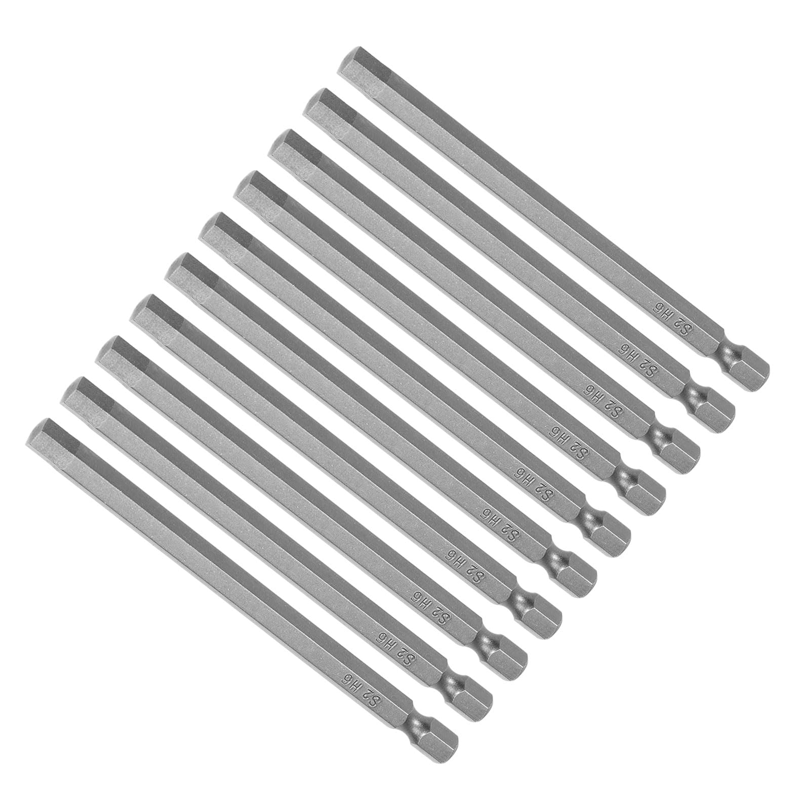 CoCud Hex Head Wrench Bit, H6 Hex Head 1/4" Hex Shank 100mm Long, S2 Alloy Steel Screwdriver Bit - (Applications: for Electric Drill), 10-Pieces