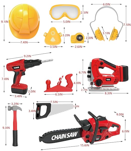 KIDS TOOL SET WITH ELECTRIC TOY DRILL HALLOWEEN CHAINSAW JIGSAW TOY TOOLS, REALISTIC KIDS POWER CONSTRUCTION PRETEND PLAY TOOLS SET TOY STEM PLAYSET TODDLER TOYS KIT FOR TODDLER BOY GIRL
