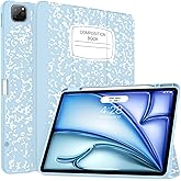 Soke Case for iPad Air 13 Inch (M3/M2,2025-2024), iPad Pro 12.9" 6th/5th Generation with Pencil Holder(2021 2022 Release)-[Apple Pencil Charging + Auto Wake/Sleep] Soft Back Cover, Book Ice Blue