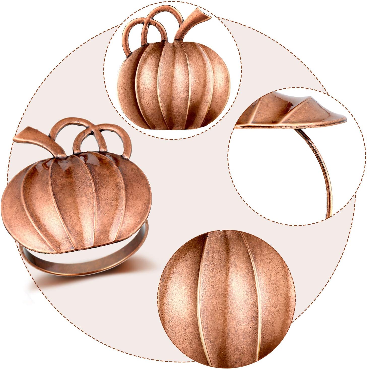 Thanksgiving Napkin Rings Pumpkin Napkin Ring Holders Fall Napkin Ring Holders Pumpkin Dinner Tables Rings for Thanksgiving, Dinner Parties, Weddings, Family Gatherings, Halloween (Bronze, 6): Home & Kitchen