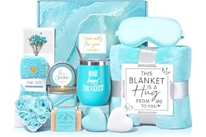 SUHCTUPTX Birthday Gifts for Women, Christmas Self Care Gifts Get Well Soon Gifts Basket, Ocean Relaxing Spa Gifts Care Package w/Luxury Flannel Blanket, Unique for Mom Her Friend Sister