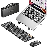 ProtoArc Foldable Keyboard Mouse Combo, XKM01 CaseUp Portable Bluetooth Keyboard and Mouse with Laptop Stand, a Mobile Work S